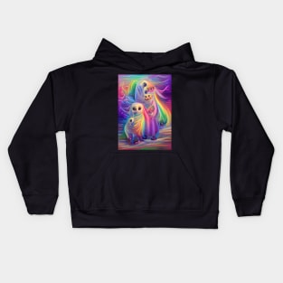 HAPPY RAINBOW GHOSTS ON HALLOWEEN Kids Hoodie